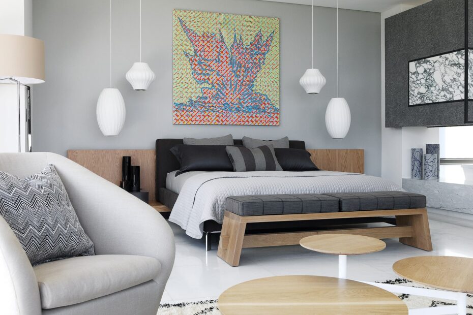 تصميم ديكور غرفة نوم بسيطة مع وسيم في مسقط