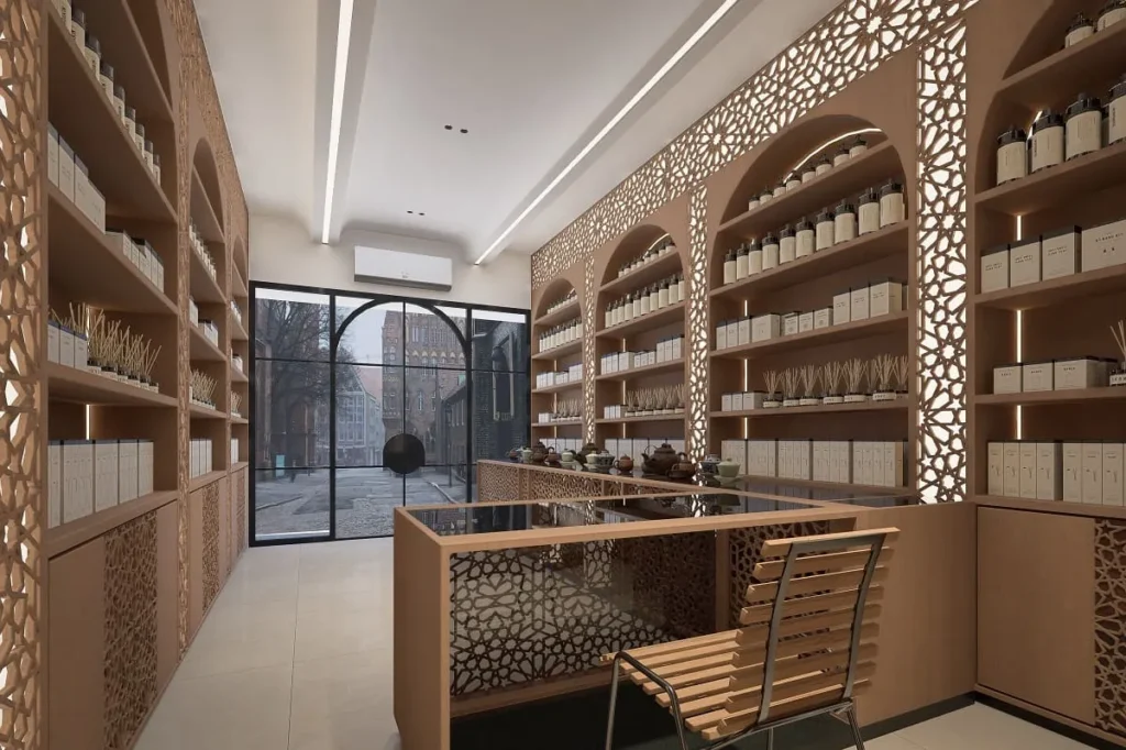 تصميم ديكورات محلات عطور فخمة