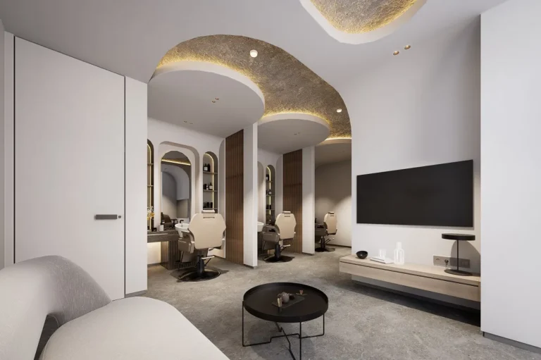 تصميم ديكور صالون حلاقة الرجالي في مسقط