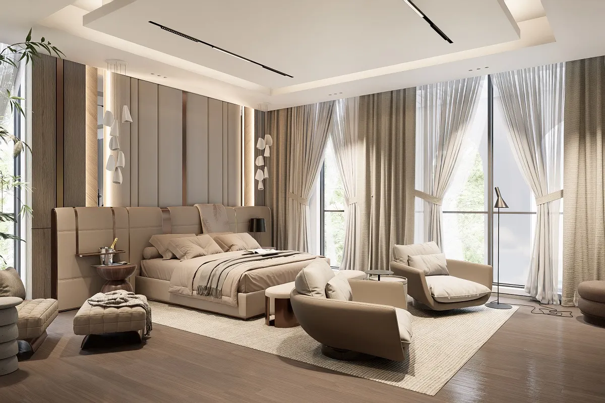 مخطط توزيع أثاث مجلس بطريقة متماثلة لضمان الراحة وانسيابية الحركة