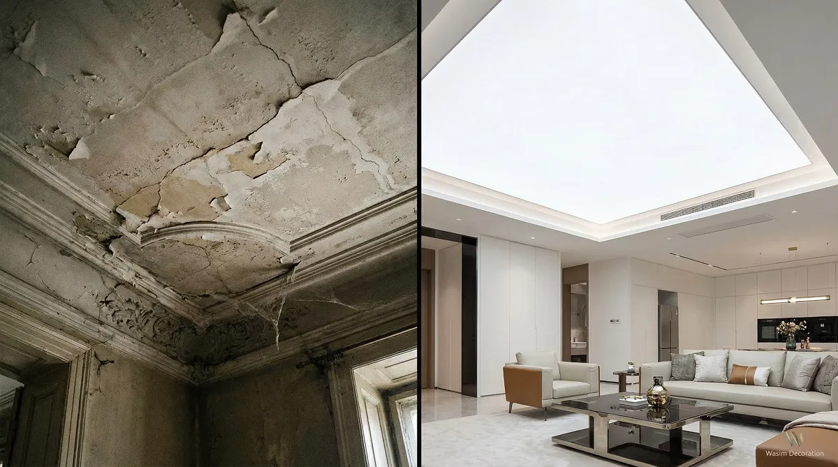 الفرق بين الأسقف الجبسية التقليدية والأسقف التفاعلية المضيئة في القصور الحديثة